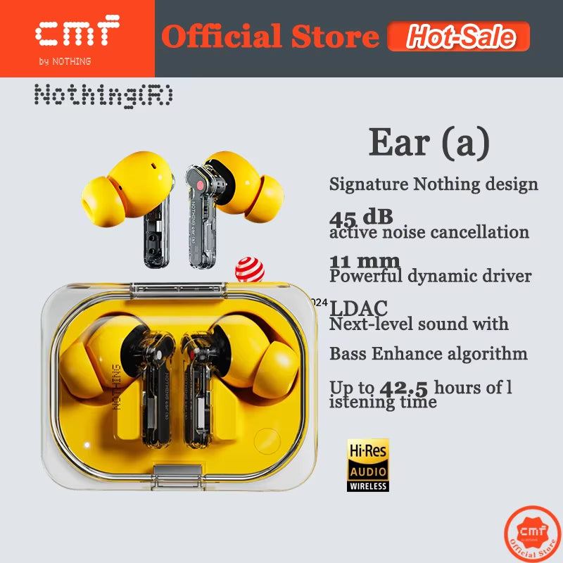 Nothing Ear (A) Global Version Powerful Dynamic 11 Mm Driver up to 42.5 Hours of Listening Time 45 Db Active Noise Cancellation