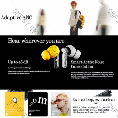 Nothing Ear (A) Global Version Powerful Dynamic 11 Mm Driver up to 42.5 Hours of Listening Time 45 Db Active Noise Cancellation